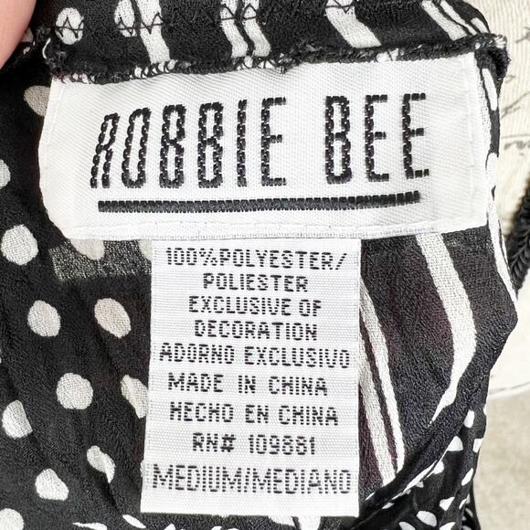Robbie Bee Stylish Sheer Polka Dot Blouse Size Medium - Picture 7 of 9